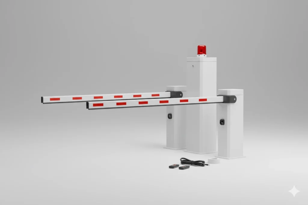 ilustração de modelos de cancelas para controle de entrada de veículos